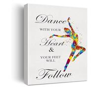 BIRXPMOS Studio Wall-Art Dance with Your Heart Watercolor Print Motivational Quote for Home Dance Decor(Framed,12x18inch(30x45cm))