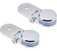 Bisagra con abrazadera para vidrio, Bisagras redondas de abrazadera puerta vidrio, pivote aleación Zinc 90 grados for gabinete sin borde 6-8mm, 2 uds