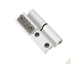 Bisagra de 2 alas Morsa+ Savio 1123 para perfil CU tercera puerta, alcance 80-90 kg, acabado marfil