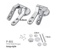 Bisagra de asiento inodoro aleación Zinc, conector montaje tapa al ras, accesorios bisagra, piezas repuesto, 2 uds(Long)