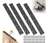 Bisagra de piano de acero inoxidable, 4 unidades, 30 cm, para armarios de barco y caja de almacenamiento, con 48 tornillos (negro)