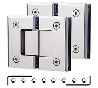 Bisagra de puerta de vidrio pesado, paquete de 2 bisagras de puerta de vidrio de acero inoxidable 304, abrazadera de vidrio de baño bidireccional de 180 ° de plata brillante, bisagras de ducha con pue
