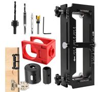 Bisagra de puerta plantilla de perforación ajustable de precisión | Guía de puerta para cerrojos, tacos, montaje, reparación, herrajes de armario, carpintería, garaje, cobertizo,