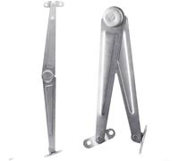 Bisagra de soporte de tapa de elevación de hierro plateado para cofres de muebles y escritorios de caída, soporte plegable con posición de parada, 26 cm de largo, juego de 2 piezas