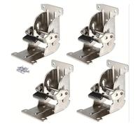 Bisagra de soporte Soporte de bisagra de pata plegable, soporte de soporte plegable de 0-90-180 grados, bisagra autoblocante con tornillos(Silver-pack of 4)