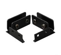 Bisagra de vidrio, 2 bisagras de vidrio sin agujeros con abrazadera superior e inferior de montaje lateral, cierre magnético para vitrina de armario de mascotas (negro)