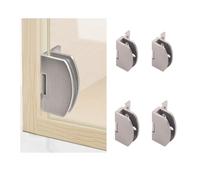 Bisagra de vitrina, bisagra de vitrina clip de 90 grados para puertas de cristal de 5-7 mm (4, Silver)