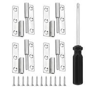 Bisagra desmontable de acero inoxidable 64×36 mm 2,5 pulgadas, Set de 4 bisagras pequeñas izquierdas con tornillos y destornillador, Fijación resistente para puertas, armarios y bricolaje