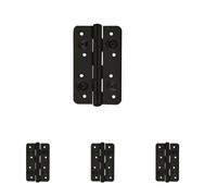 Bisagra especial de seguridad negra sin remate canto redondo para puerta blindada de150mmx80mm (Paquete de 4)