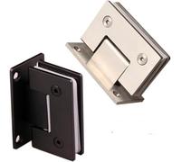 Bisagra giratoria para puertas de cristal, 1 Uds. Bisagra de puerta con Clip vidrio for baño acero inoxidable pintura negra mate 90 grados