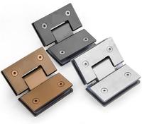 Bisagra giratoria para puertas de cristal, Bisagra de puerta vidrio sin marco acero inoxidable, Clip plegable for baño, 90/135/180 grados, 1 Uds