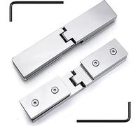 Bisagra para puerta de ducha, bisagra pivotante, paquete de 2 bisagras de puerta de vidrio de acero inoxidable 304, barra larga plateada brillante Clip de vidrio de baño unidireccional de 1
