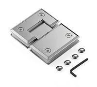 Bisagra para puerta de ducha/clip para vidrio de baño, acero inoxidable 304 macizo de 5 mm en una pieza, apto para vidrio de 8 a 12 mm, plata pulida, 180 grados