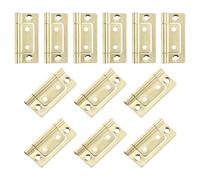 Bisagra plana, 12 bisagras de puerta 2 x 1 pulgada, sin embutir, silenciosas, plegables, chapadas for armarios, muebles, ventanas y, color negro(Golden)