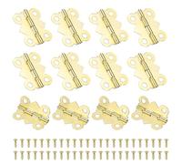 Bisagra plana, 12 bisagras pequeñas de 90 grados for caja madera, plegables 3 cm largo con tornillos for puertas gabinete y cajón(Gold,1")