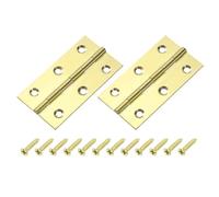 Bisagra plana, 2 bisagras pequeñas de latón 1,5 pulgadas for puertas, armarios, cajas madera, ventanas y aparadores, plegables, con tornillos, tono dorado(3 Inch)