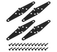 Bisagra plana, 4 bisagras de correa 6 pulgadas for puerta cobertizo, resistentes for en T con tornillos for cercas madera, puertas patio y granero, color negro(3 Inch)