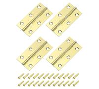 Bisagra plana, 4 bisagras pequeñas de latón 2 pulgadas for puertas, gabinete, plegables for manualidades con tornillos for, cajas madera, ventanas y aparadores, tono dorado(2.5 Inch)