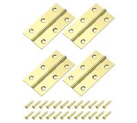 Bisagra plana, 4 bisagras pequeñas de latón 2 pulgadas for puertas, gabinete, plegables for manualidades con tornillos for, cajas madera, ventanas y aparadores, tono dorado(3 Inch)