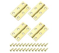 Bisagra plana, 4 bisagras pequeñas de latón 2 pulgadas for puertas, gabinete, plegables for manualidades con tornillos for, cajas madera, ventanas y aparadores, tono dorado(2 Inch)