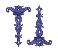Bisagra plana, Bisagra en T for puerta de 3,5 pulgadas, 2 piezas, bisagras decorativas retro for vallas madera, puertas patio, granero, caja, bronce(Navy Blue)