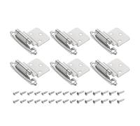 Bisagra plana, Bisagras de 3/8" for armario cocina, 6 unidades, con cierre automático for puerta marco frontal y tornillos, color plateado(Nickel Silver)
