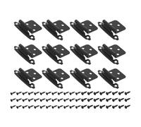 Bisagra plana, Bisagras de inserción for gabinete cocina, 12 piezas 1/2", bisagras semiocultas superpuestas, herrajes montaje frontal, cierre automático con tornillos, color negro(Black)