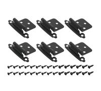 Bisagra plana, Bisagras de inserción for gabinete cocina, 6 piezas 1/2", superpuestas, semiocultas, montaje frontal, con cierre automático y tornillos, en níquel plateado(Black)