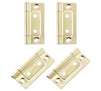 Bisagra plana, Bisagras de puerta plegables 2 x 1 pulgada, sin embutir, silenciosas, chapadas for armarios, muebles, ventanas y, color negro, 4 unidades(Golden)