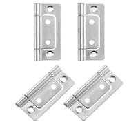 Bisagra plana, Bisagras de puerta plegables 2 x 1 pulgada, sin embutir, silenciosas, chapadas for armarios, muebles, ventanas y, color negro, 4 unidades(Silver Tone)