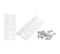 Bisagra plana, Bisagras de puerta plegables 3 x 1,4 pulgadas, sin embutir, silenciosas, con revestimiento for armarios, muebles, ventanas y, tornillo, color blanco, 2 unidades(White)
