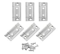 Bisagra plana, Bisagras de puerta plegables 6 piezas 2 x 1 pulgada, sin embutir, silenciosas, con revestimiento for armarios, muebles, ventanas y, tornillos, color oscuro(Pure White)
