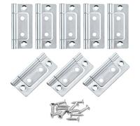 Bisagra plana, Bisagras de puerta plegables 8 piezas 2 x 1 pulgada, sin embutir, silenciosas, con revestimiento for armarios, muebles, ventanas y, tornillos, color oscuro(White Zinc)