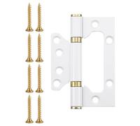 Bisagra plana, Bisagras de puerta plegables acero inoxidable 4 x 3 pulgadas, sin embutir, silenciosas, con tornillos montaje, superficie cepillada for muebles y ventanas, color plateado(White)