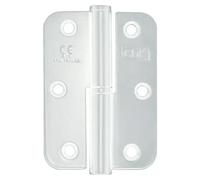 Bisagra plana (L x An: 12,5 x 65 mm, Blanco, Puertas de derecha, Forma placa: Redonda)