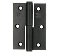 Bisagra plana (L x An: 12,5 x 65 mm, Negro, Puertas de derecha, Forma placa: Cuadrado)