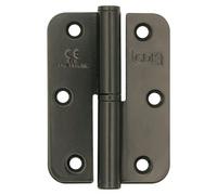 Bisagra plana (L x An: 12,5 x 65 mm, Negro, Puertas de derecha, Forma placa: Redonda)