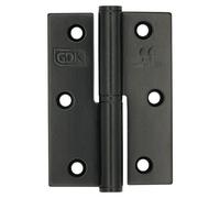 Bisagra plana (L x An: 12,5 x 65 mm, Negro, Puertas de izquierda, Forma placa: Cuadrado)