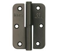 Bisagra plana (L x An: 12,5 x 65 mm, Negro, Puertas de izquierda, Forma placa: Redonda)
