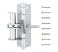 Bisagra resistente con brazo cargado por resorte para una velocidad de cierre ajustable y pausa de 90 grados antes del cierre final en varios tipos de puertas (plateado)