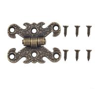 Bisagras de aleación de zinc en diseño retro, juego de 4 piezas para restauración de gabinetes y cajas de madera (bronce S)