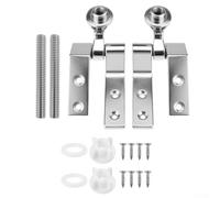 Bisagras de asiento de inodoro de metal cromado resistente con kit de tuercas de tornillo completo para reemplazar piezas viejas dañadas en tapas de madera redondas o alargadas, compatibilidad para