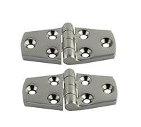 Bisagras de gabinete, bisagras de puerta 2 uds. Bisagra de tira de puerta de acero inoxidable 6 agujeros pulido espejo de hierro de entrada marina cerniera (Color: plata, tamaño: 38 x 102 mm)