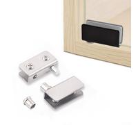 Bisagras de gabinete de acero inoxidable para puerta de cristal, clips de bisagra pivotante, sin taladrar (negro)