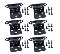 Bisagras de gabinete de latón dorado y negro, paquete de 6, diseño de inserción de 38 mm, mecanismo de cierre automático, construcción de metal rústico, para armarios de cocina y baño (es negro)