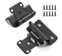 Bisagras de gabinete semiparciales de 1,27 cm, 4 pares (8 piezas) de bisagras negras mate de cierre automático para puertas variables de armarios de cocina, baño, armarios