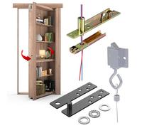 Bisagras de puerta, bisagras ocultas ocultas, bisagra que puede pasar alambre para puertas ocultas, estanterías y puertas secretas, estantería de puerta de Murphy (agujero roscado amarillo)