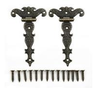 Bisagras de puerta de bronce retro de aleación de zinc para gabinete, bisagras decorativas a tope, con tornillos, para gabinete de almacenamiento de caja de madera, 11,3 x 6,9 cm