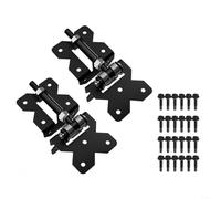 Bisagras de puerta de cierre automático, bisagra en T ajustable resistente para valla de madera y puerta de cobertizo, acero con recubrimiento en polvo negro, herrajes de resorte de 90 grados, par de
