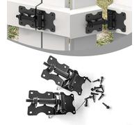 Bisagras de puerta de cierre automático resistentes, paquete de 2 unidades, tensión de resorte ajustable para vallas de madera y vinilo, color negro, se adapta a espacios de 3.5 pulgadas de ancho